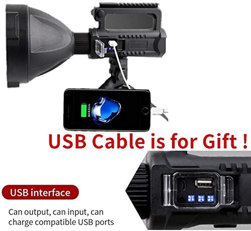 Super Bright Rechargeable Spotlight, Handheld Tactical Flashlight 4 Modes High Power Portable Waterproof LED Searchlight USB Output P50 Camping Torch for Outdoor (P50-Medium Size)