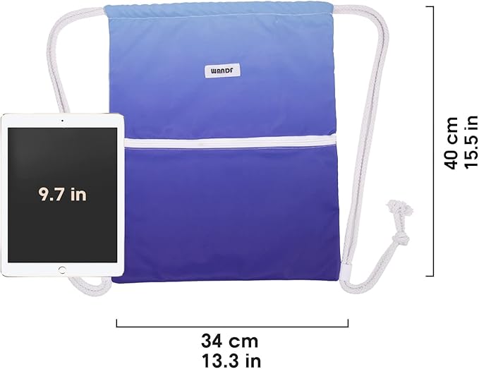 WANDF Drawstring Backpack String Bag Sackpack Cinch Water Resistant Nylon for Gym Shopping Sport Yoga (Blue)