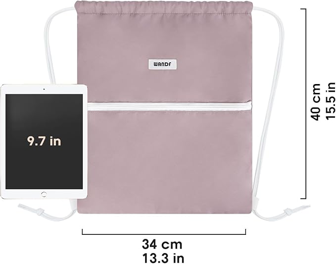 WANDF Drawstring Backpack String Bag Sackpack Cinch Water Resistant Nylon for Sport Yoga Gym Shopping (Pink)