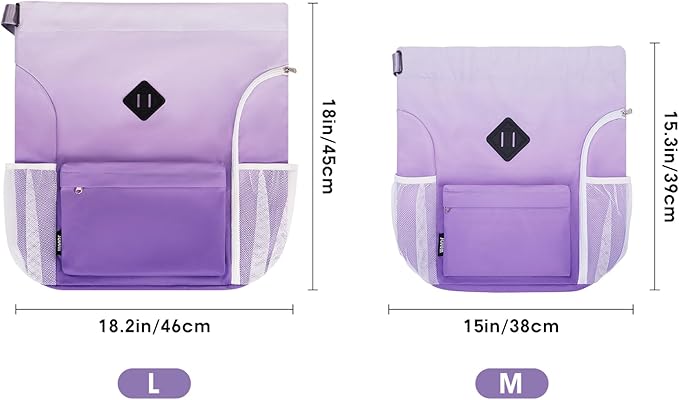 WANDF Drawstring Backpack Sports Gym Bag with Shoes Compartment, Water-Resistant String Backpack Cinch for Women Men (Small,Purple Gradient)
