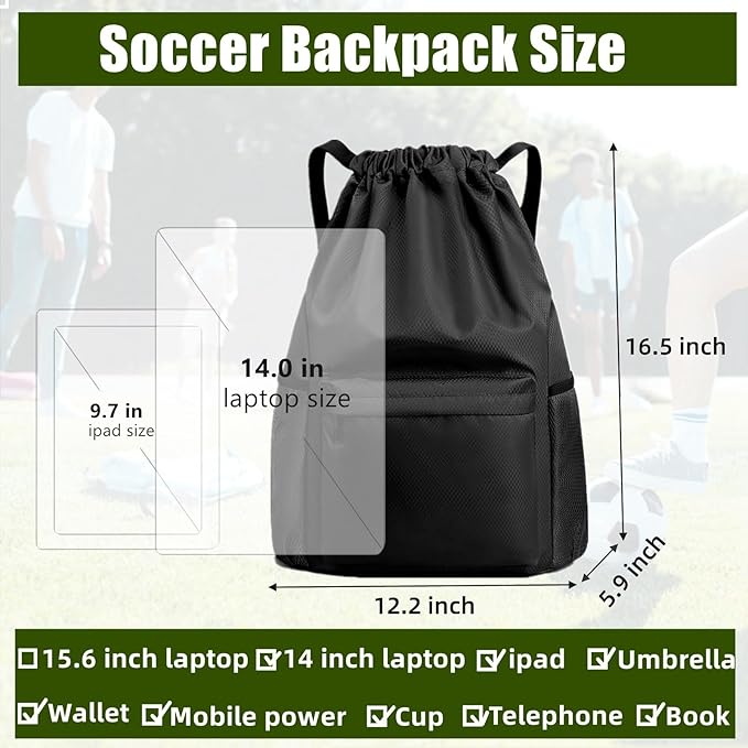 BLIRITEL Drawstring Backpack Waterproof String Bag, Gym Sackpack Sports Fitness Yoga Bag, Shopping Casual Backpack for Men Women (Light Grey)
