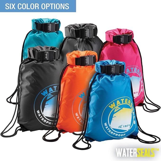 WaterSeals Anti-Theft Drawstring Backpack, Orange, One Size