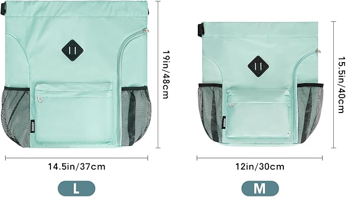WANDF Drawstring Backpack Sports Gym Bag with Shoes Compartment, Water-Resistant String Backpack Cinch for Women Men (Small,Mint green)