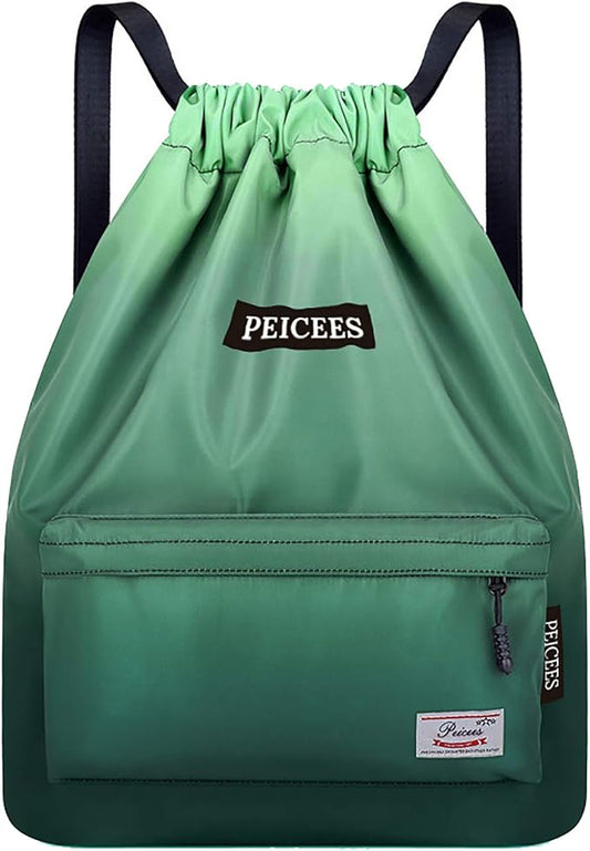Peicees Waterproof Drawstring Sport Bag Lightweight Sackpack Backpack for Men and Women