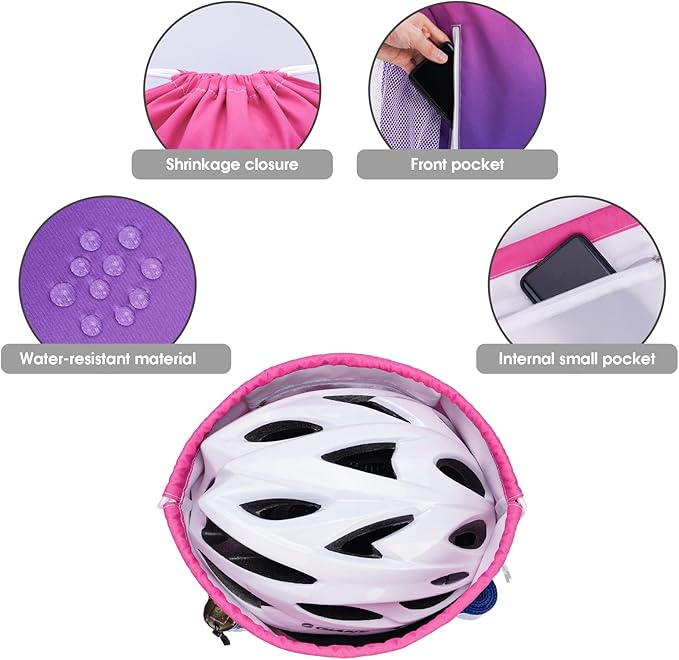 WANDF Drawstring Backpack Sports Gym Sackpack with Mesh Pockets Water Resistant String Bag for Women Men (Rose Red)