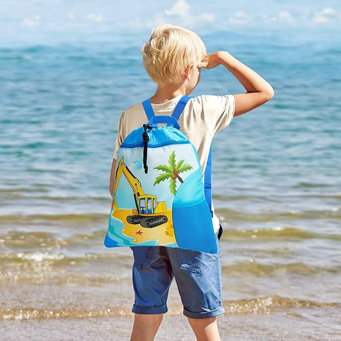 WAWSAM Gym Drawstring Backpack String Bag - 15” x 17” Sports Gym Bag for Kids Waterproof Swimming Beach Shopping Yoga Bag