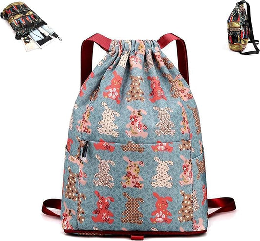 Drawstring Foldable Large Capacity Dry-wet Separation Travel Sports Backpack Waterproof Gym Bag with Multiple Pockets (B)