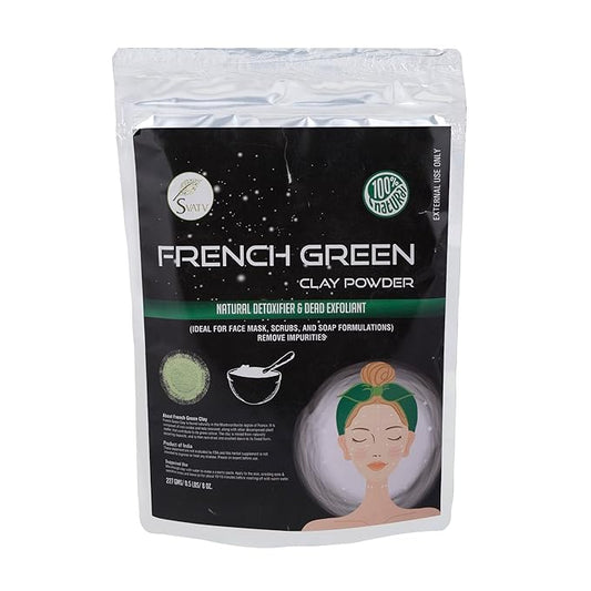 SVATV French Green Clay | Montmorillonite Powder | Rose Clay | Hydrating & Rejuvenate Skin | Natural Face Mask | DIY Clay For Men & Women - 227 Gram, Half Pound, 8 Ounce