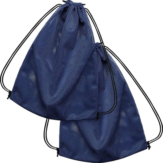 Frienda Mesh Drawstring Backpack Bag Multifunction Mesh Bag for Swimming, Gym, Clothes (Navy Blue)