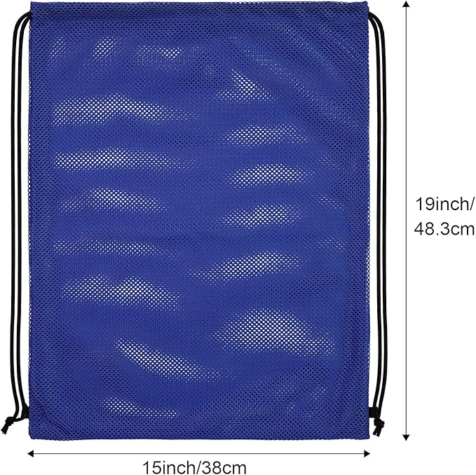 Frienda Mesh Drawstring Backpack Bag Multifunction Mesh Bag for Swimming, Gym, Clothes (Dark Blue) One piece